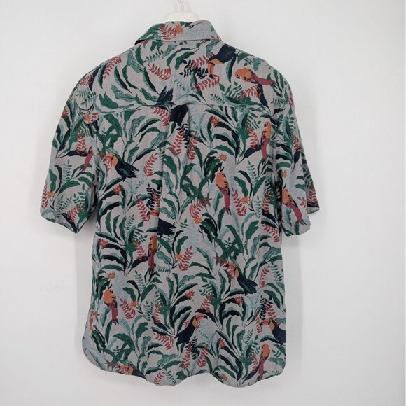Mossimo Supply Hawaiian Button Up Shirt Men Size L Floral Toucan Tropical Resort - Picture 2 of 10
